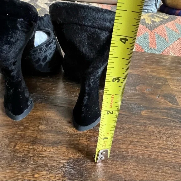 Prada (Worn Indoor Once) Black Velvet Crystal Flower Curved Heel Mules 37.5